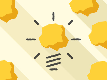 Drawn light bulb and crumpled paper. Invention, thinking, insight, imagination, creativity, innovation and inspiration concept.のイラスト素材