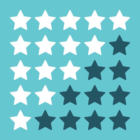 White and blue rating stars isolated on turquoise background. Flat design. EPS 8 vector illustration, no transparencyのイラスト素材
