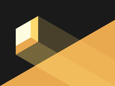 Small window and bright sun light falling through it in dark room. Hope, faith, optimism and opportunity concept. Flat design. EPS 8 vector illustration, no transparency, no gradientsのイラスト素材