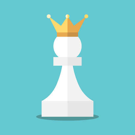 Crowned white pawn on turquoise blue pattern.のイラスト素材
