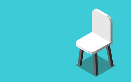 One  isometric modern white chair on turquoise blue background. Job, hiring, vacancy, employment and career concept. Flat design. Vector illustration, no transparency, no gradientsのイラスト素材
