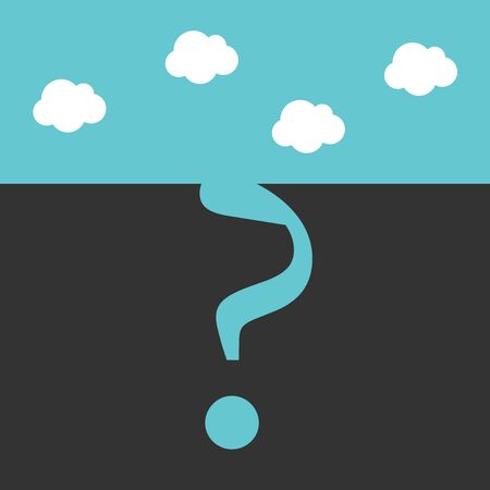 Deep question mark shaped hole in ground. Mystery, exploration, education, science, problem and...