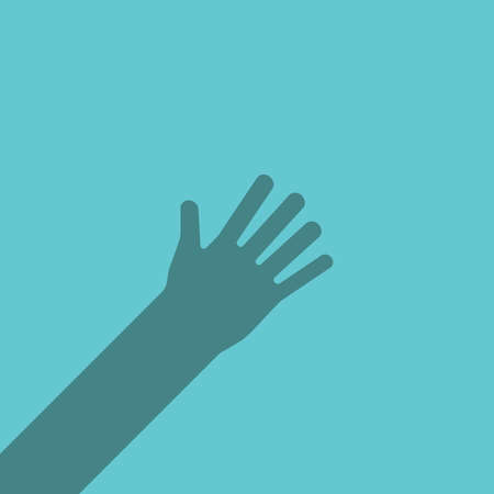 Hand shadow silhouette. Plead, sorrow, prayer, problem, depression, help, corruption and stealing concept. Flat design. EPS 8 vector illustration, no transparency, no gradientsのイラスト素材