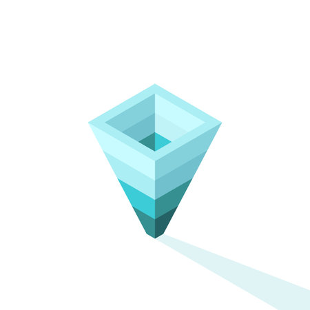 Isometric sales funnel. Marketing strategy, conversion rate, customers, profit, analysis and data concept. Flat design. EPS 8 vector illustration, no transparency, no gradientsのイラスト素材