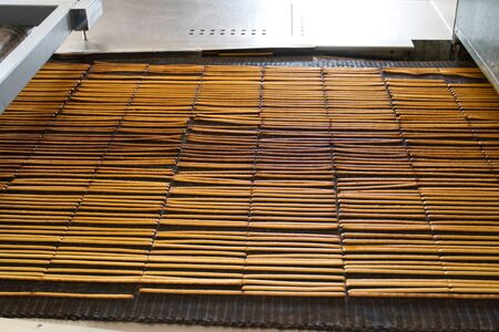 Line of baking cookies. Food industry.
