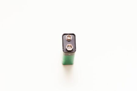 9 volt crown battery ER9V on white background top viewの写真素材
