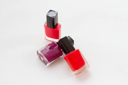 Group of bright nail polishes isolatedの写真素材