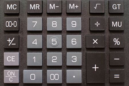 black keyboard of digital calculator, close upの写真素材