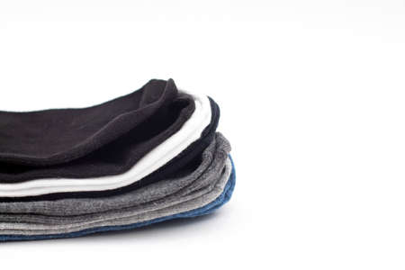 Packing a classic sock in different colors on a white background.