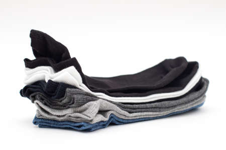 Pack of a classic sock in different colors on a white background.