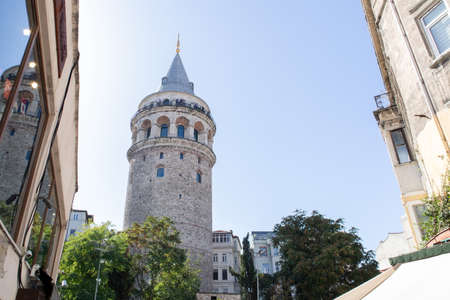 Galata Kulesi Tower Istanbul, Turkey. Ancient Turkish famous landmarkの写真素材