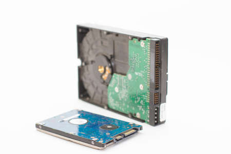 Computer hard disk drives. HDD for computer and laptop on white background.の写真素材