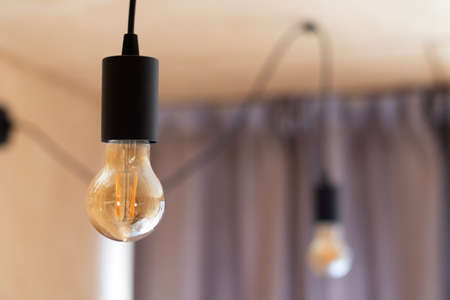 Classic bulb light lamp electricity hanging and decorate home interior.