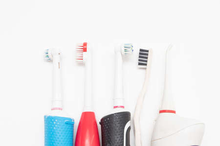 How to choose toothbrush. A set of different toothbrushes.の写真素材