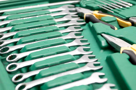 Set of Wrenches tools for car repair closeup. Selective focus.の写真素材