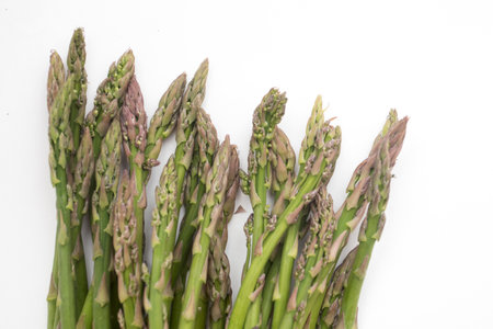 Green asparagus isolated on white background.の写真素材