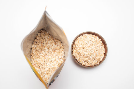 Packing of oatmeal with zip lock.の写真素材