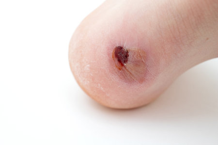 Big Bloody calluses on the human heels.の写真素材