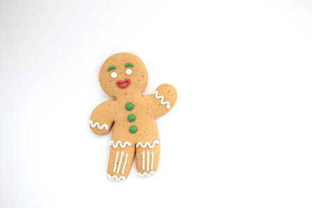 Gingerbread man christmas cookie on a white background.の写真素材