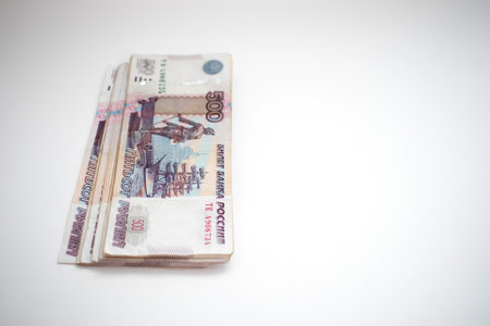 a pack of 500 ruble notesの写真素材