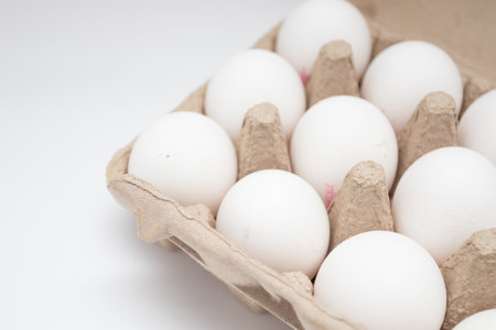 Fresh eggs on paper egg pack