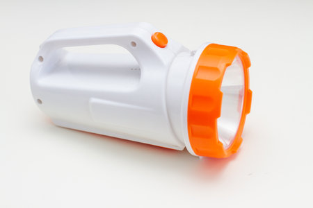 portable flashlight with LED lamp on a white background.の写真素材