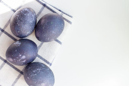 dyed blue and marble easter eggs.の写真素材