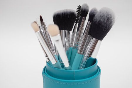 Set of essential professional make up brushesの写真素材