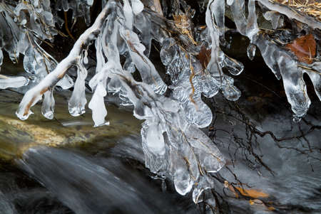 icicles on mountain river . winter background, Khakasiaの写真素材