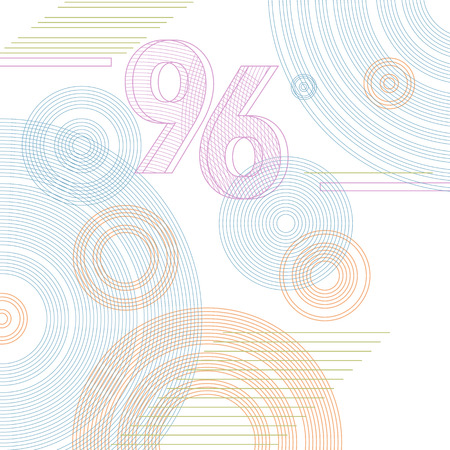 96 Anniversary numbers with rings. Celebrating anniversary event party template. Colorful vector illustration in flat old style.のイラスト素材