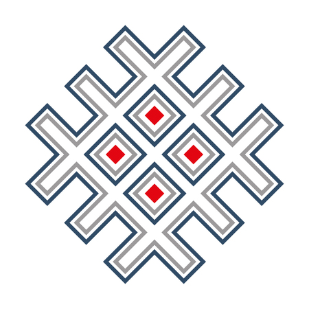 Early slavic symbols. Union of the sun and the earth amulet. White background.のイラスト素材