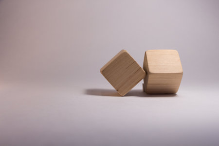 Two wooden isolated cubesの写真素材