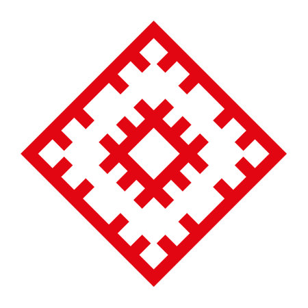 Early slavic symbol of blossoming of Nature and Life. Pagan traditions, natural cycles, rebirth, energy and spiritual essence. Traditional red and white colors.のイラスト素材
