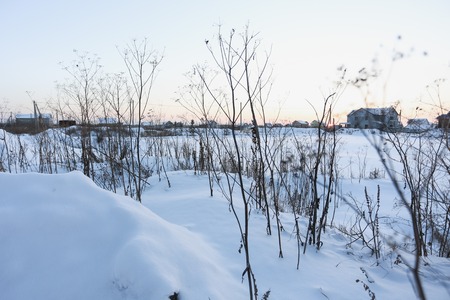 cold winter day in the villageの写真素材