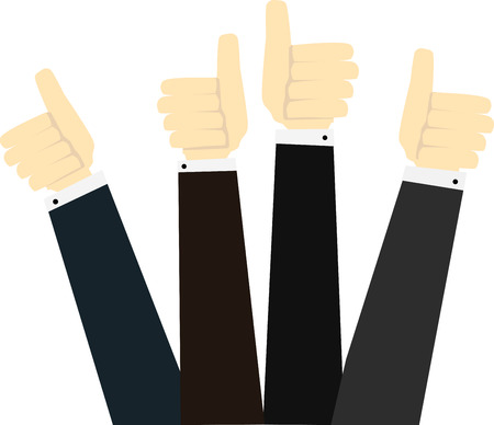 Hands in thumbs up sign. Positive feedback. Vector illustrationのイラスト素材