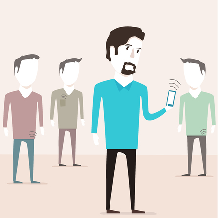 development and communications. new smartphone, social linkのイラスト素材