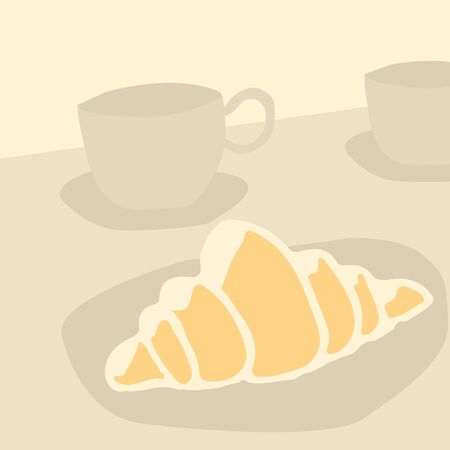sweet croissant. baking breakfast. Illustration in retro styleのイラスト素材