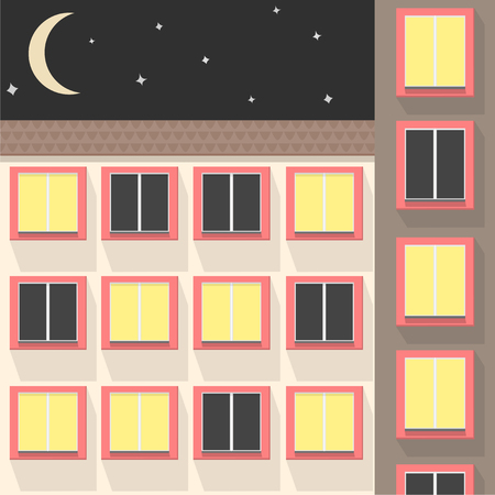 City at night. Vector illustration of apartment blocks in a city at night.のイラスト素材