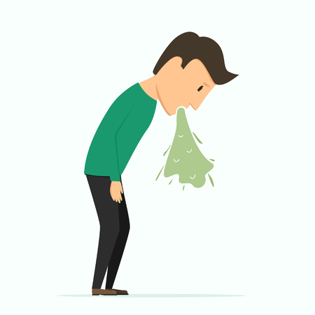 Man puke. Bad feeling, poisoning. Alcohol abuseのイラスト素材