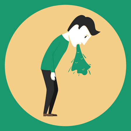 Man puke. Bad feeling, poisoning. Alcohol abuseのイラスト素材