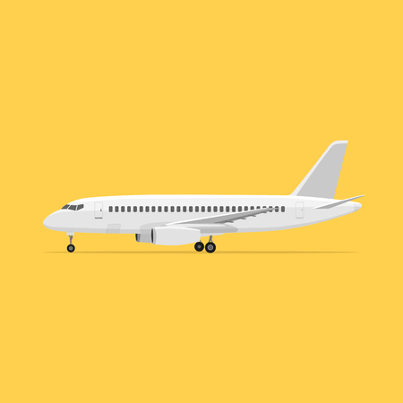 White airplane on isolated background. Aircraft is on the ground. Airlinerのイラスト素材