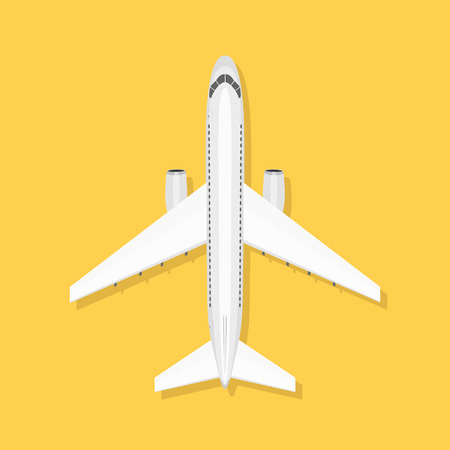 White airplane on isolated background. Aircraft is on the ground. Airliner. View from aboveのイラスト素材