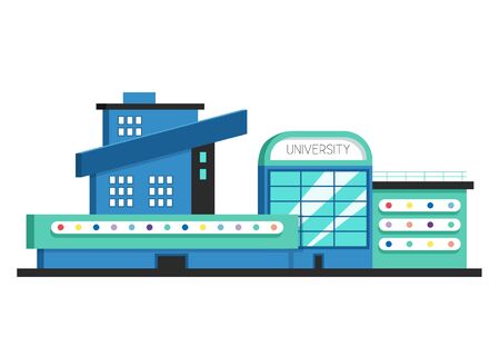 University building. Flat vector illustration. Constructivism style. Modern architecture. Bright designのイラスト素材