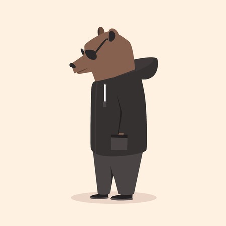 Animal in clothing. Casual style. Cartoon vector illustration. Anthropomorphism Bearのイラスト素材