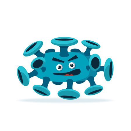 Bacteria character. Cartoon vector illustration. Microbiology. Isolated background. Funny monster Angry viruseのイラスト素材