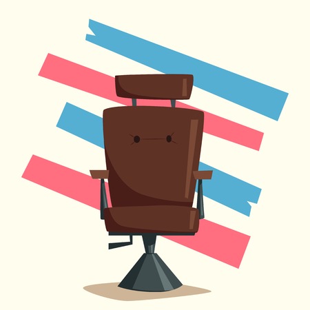 Barber shop. Cartoon vector illustration. Vintage hairstyle. Lounge chairのイラスト素材
