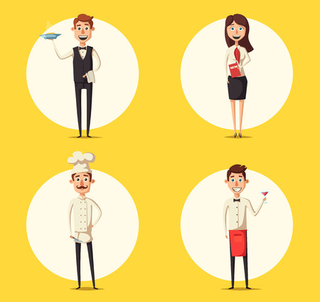 Restaurant team. Cartoon vector illustration.のイラスト素材