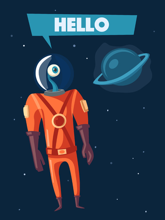 Friendly alien. Cartoon vector illustrationのイラスト素材