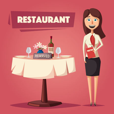 Reserved table in restaurant. Cartoon vector illustrationのイラスト素材