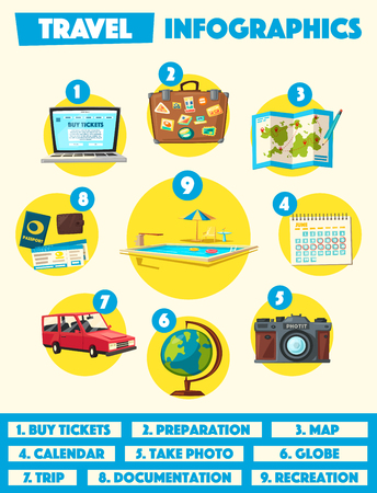 Travel infographics. Cartoon vector illustrationのイラスト素材